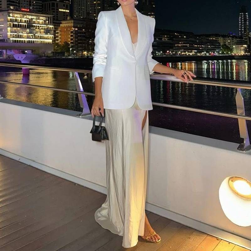 Women's Clothing autumn and winter fashion temperament white workplace suit jacket_voghion.com
