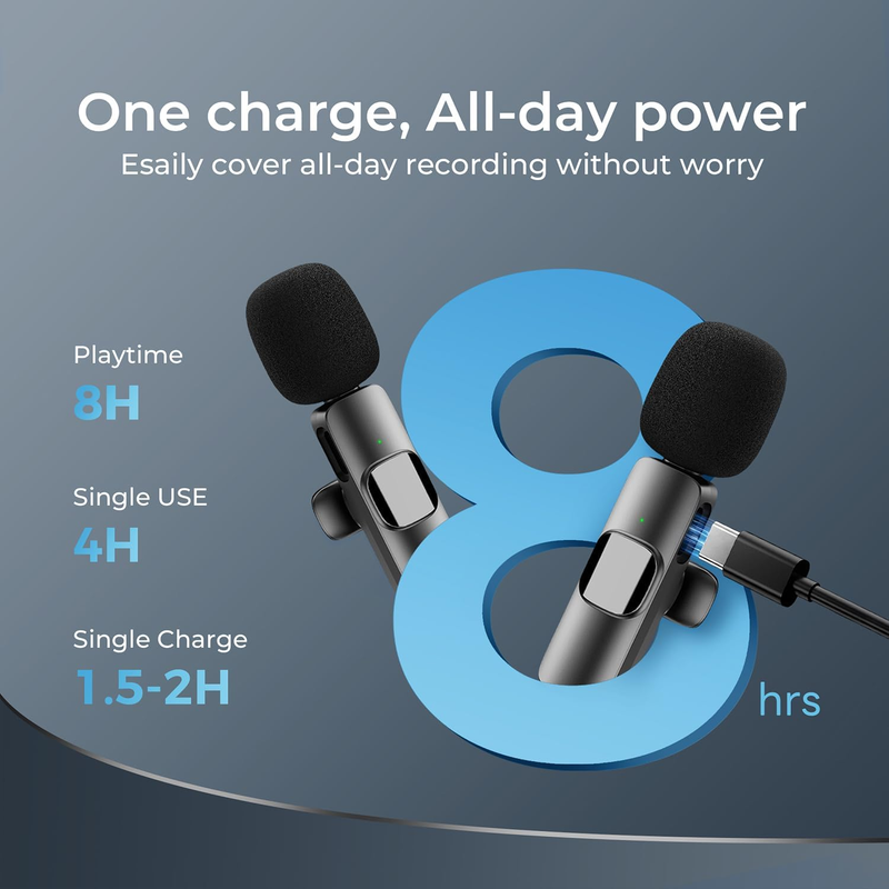 Wireless Lavalier Microphone For Phone,Computer, Mini Lapel Mic With Noise Reduction And Crystal Sound For Video Recording, Vlogging, YouTube_voghion.com