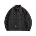 Herrenbekleidung Distressed-Jeansjacke, Oversize-Streetwear-Patchwork-Mantel mit mehreren Taschen – Lässiger, lockerer Schnitt, gewaschene Baumwollmischung (Schwarz/Blau)_voghion.com