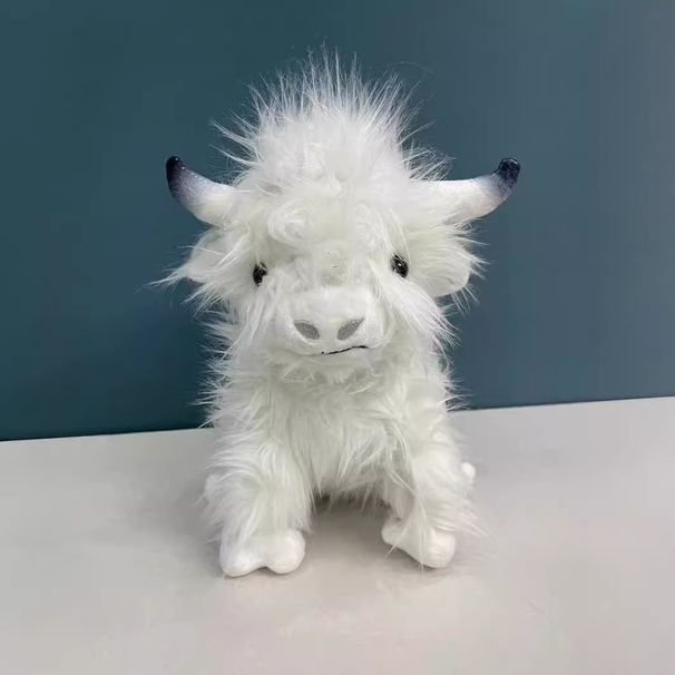 Simulazione di mucca delle Highland transfrontaliere Peluche di mucca delle Highland scozzesi Bambola per bambini Yak a pelo lungo all'ingrosso_voghion.com