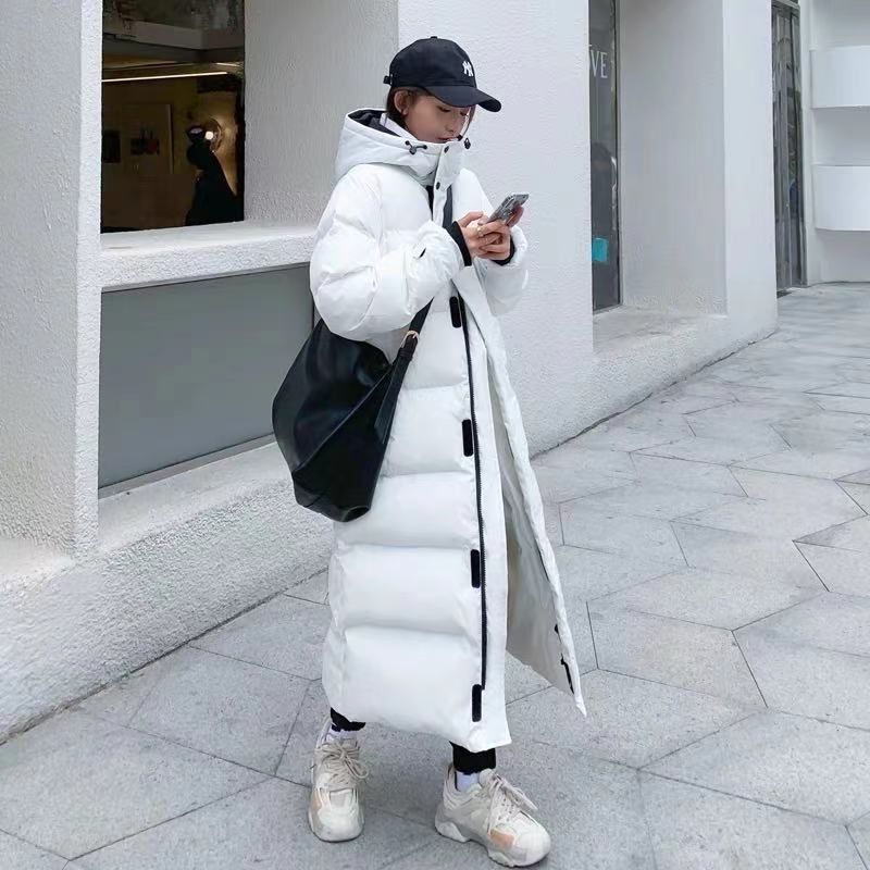 Women's Hooded solid color long fashionable cotton jacket_voghion.com