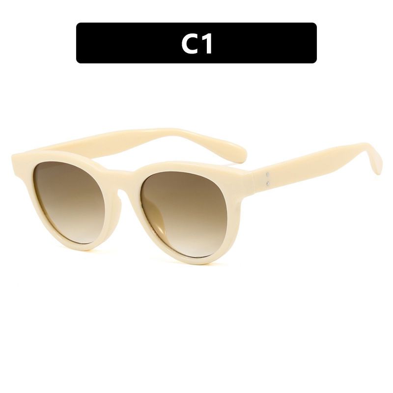 Di Lizheba Qin Lan Has The Same Retro Cat's Eye Small Frame Sunglasses, Men's And Women's Trendy Personality Square Punk Style Sunglasses._voghion.com