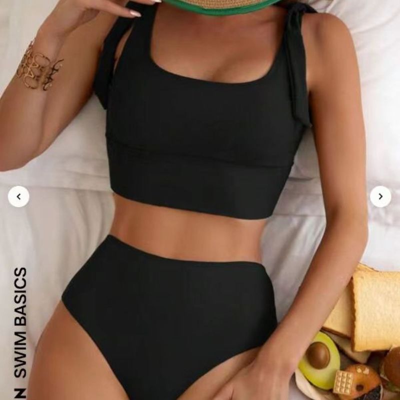 New Fashion Two-Piece Bikini Sexy High-Waist Sports Women's Backless Solid Color Swimsuit_voghion.com