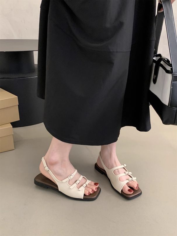 Mode für Frauen 2025 Sommer neue französische Schönheit Fee Stil Strand Urlaub römische Sandalen_voghion.com