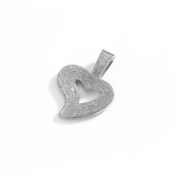 New Men's Women's Large Heart Alloy Necklace With Hip-hop Personality And Fashionable Rap Setting Pendant_voghion.com