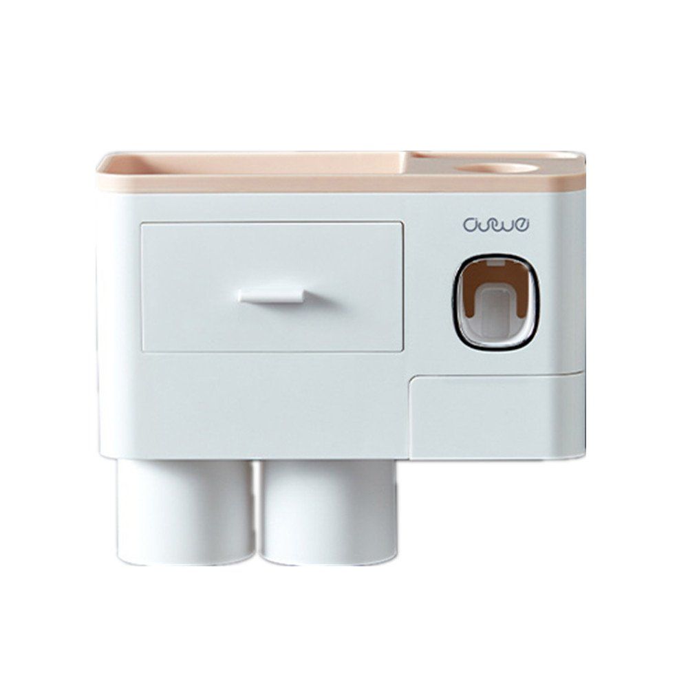 Magnetischer, umgedrehter Zahnbürstenhalter mit automatischem Zahnpastaspender und Aufbewahrungsregal – Badezimmeraccessoires_voghion.com