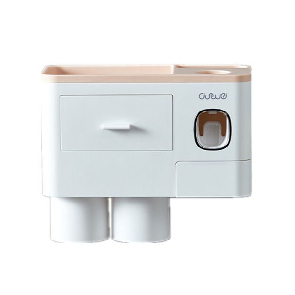 Magnetischer, umgedrehter Zahnbürstenhalter mit automatischem Zahnpastaspender und Aufbewahrungsregal – Badezimmeraccessoires_voghion.com