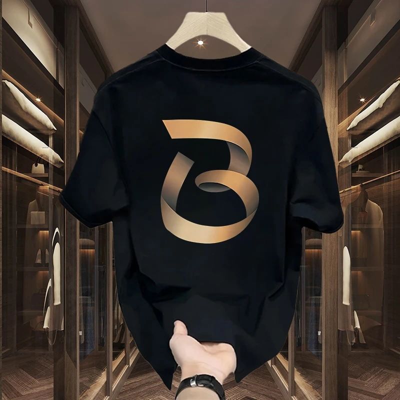 Maglietta a maniche corte di alta qualità in cotone pesante da uomo, alla moda, estiva, per ragazzi, a maniche corte, di grandi dimensioni, in cotone largo._voghion.com