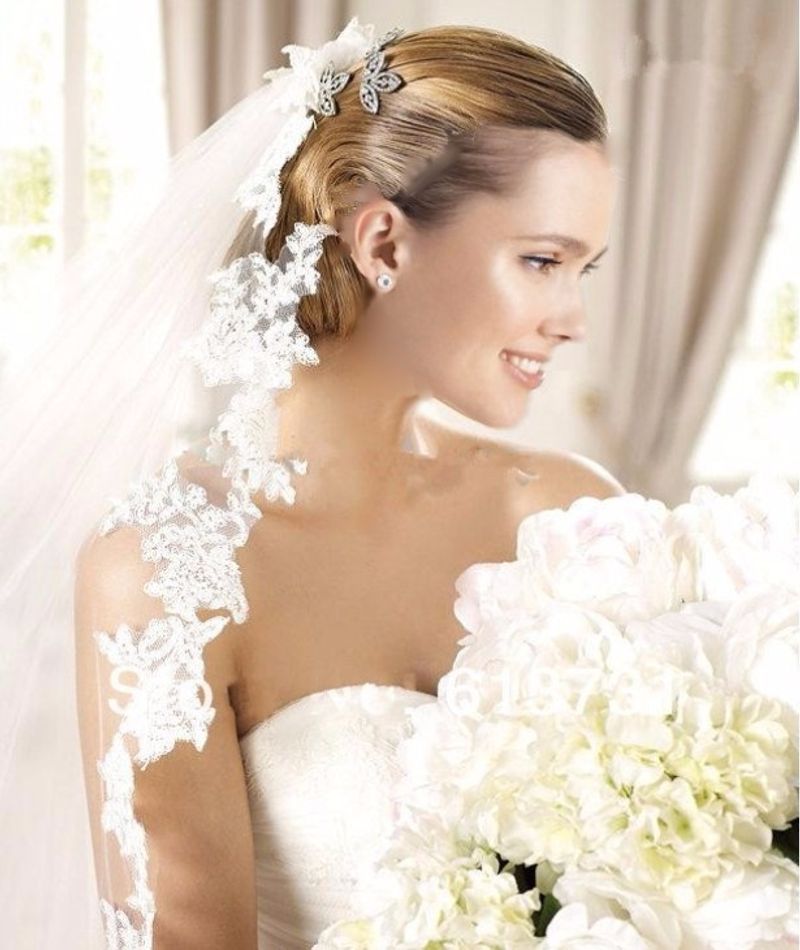 Voile de mariée en dentelle blanche pour femmes, commerce extérieur, fabricant, fourniture de voile Long, nettoyage du sol_voghion.com