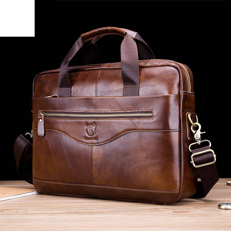 Leder Laptop Aktentasche Herren echtes Leder Schulter Messenger Bag erste Schicht Rindsleder Business Aktentasche_voghion.com