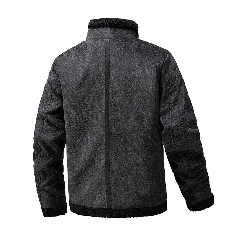 Fleece 2025 Winter Lambskin Suede Stand-up Collar Leather Jacket Thickened Casual Men's Fur All-in-one Coat_voghion.com