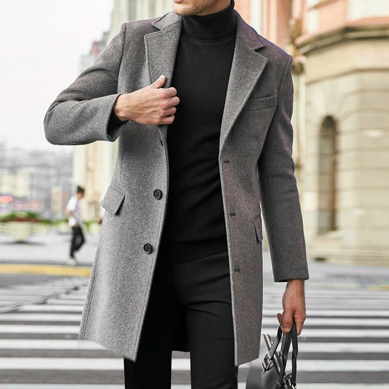 Men's Long Sleeve Woolen Coat Autumn And Winter Coat Fashion Suit_voghion.com