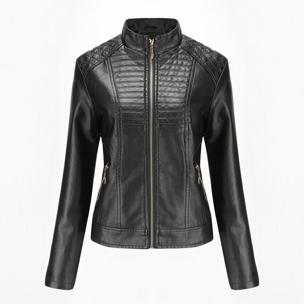 Women's Clothing Leather Jacket Leather Jacket Casual Spring and Autumn Coat_voghion.com