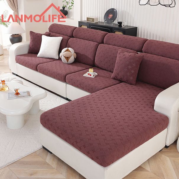 Copridivano jacquard spesso, copridivano chaise longue per soggiorno, copridivano elastico antiscivolo universale per quattro stagioni_voghion.com