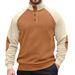 Camicia Henley in velluto a coste da uomo – Pullover slim fit con collo alto e finiture a contrasto per uno stile casual elegante_voghion.com