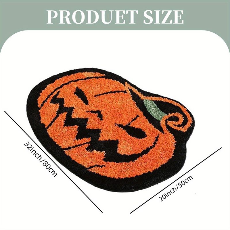 Festive Cute Pumpkin Decoration Halloween Bathroom Rug, Halloween Pumpkin Bathroom Bath Mat, Farmhouse Halloween Bathroom Rug, Home Decoration, Festive Cute Pumpkin Decoration Non-slip_voghion.com