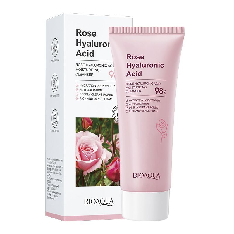 BIOAOUA Rose Hyaluronic Acid Moisturizing Oil Control Mild Facial Cleanser_voghion.com