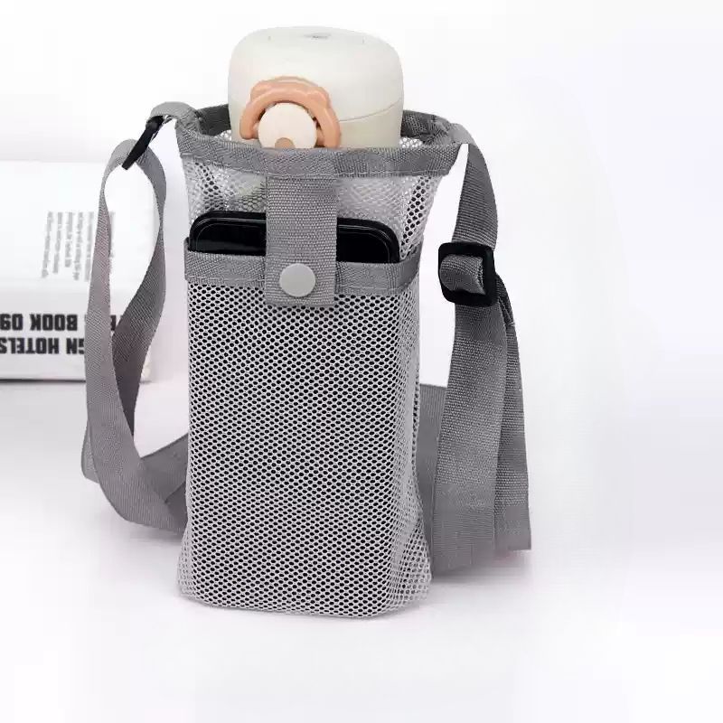 Portable Bag Mineral Beverage Simple Outdoor Hiking Crossbody Water Bottle Case Travel Essential Mesh_voghion.com