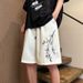 New button up casual shorts for summer thin trend outerwear, Chinese style oversized loose men's five part pants_voghion.com