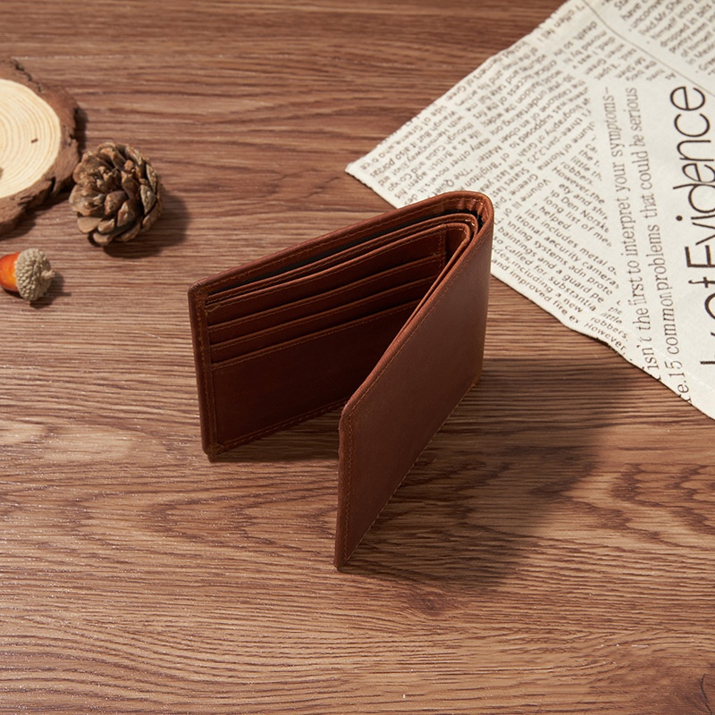 Portafoglio da uomo Nuovo portafoglio da uomo vintage in pelle di vacchetta primo strato_voghion.com