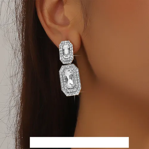 luxury multi layer pearl geometric rectangular crystal necklace earrings colorful necklace fashion exaggerated necklace_voghion.com