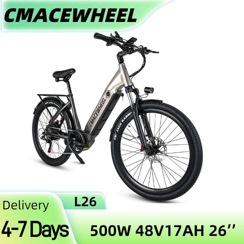 CMACEWHEEL L26 Moped ingázó E kerékpár 26 hüvelykes átlépő elektromos kerékpár 500 W motor, 48 V 17 Ah akkumulátor_voghion.com