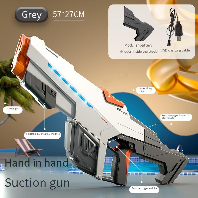 Pistol cu ​​apă de mare capacitate, jucărie automată de absorbție a apei, luptă cu apă electrică pentru copii, vară, stropire cu apă, cadou_voghion.com