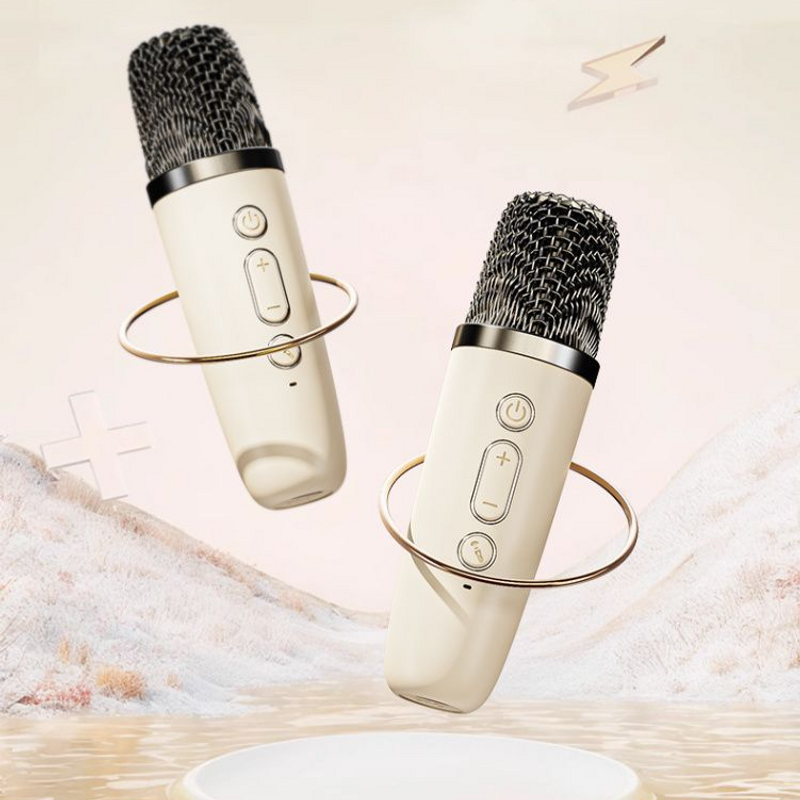 Micrófono y altavoz de karaoke inalámbricos - Máquina de canto Bluetooth con luces LED_voghion.com
