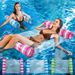 Striped Inflatable Lounger - Foldable Backrest & Mesh Fabric (Cylinder Pool Float For Adults Quick-Dry & Heavy-Duty PVC)_voghion.com