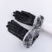 Hebei Genuine Leather For Women Winter Fleece-Lined Fingerless Touchscreen Rabbit Fur Double-Line Handmade Sheepskin_voghion.com