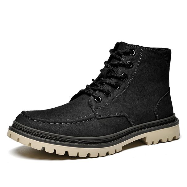 Leder-Martin-Stiefel, Herren-High-Top-Tooling-Stiefel, Herren-Retro-Lokomotivstiefel, Herrenschuhe_voghion.com