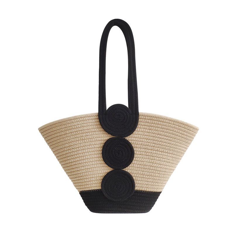 Damentaschen Neuer Stil, Mode, Qualität, Baumwollseil, gewebte Tasche, Strandurlaubstasche, Damen-Einzelschulter-Strohtasche_voghion.com