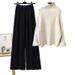 Damen Winter-Strickset – Rollkragenpullover & weite Hose (2-teiliges Outfit)_voghion.com