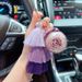 Creative Ice Silk Tassel Eternal Flower Gradient Color Internet Celebrity Car Keychain Cute Bag Pendant Gift_voghion.com