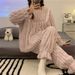 Autumn And Winter Flannel Pajamas Women's Season Thickened And Velvet Loungewear Suit_voghion.com