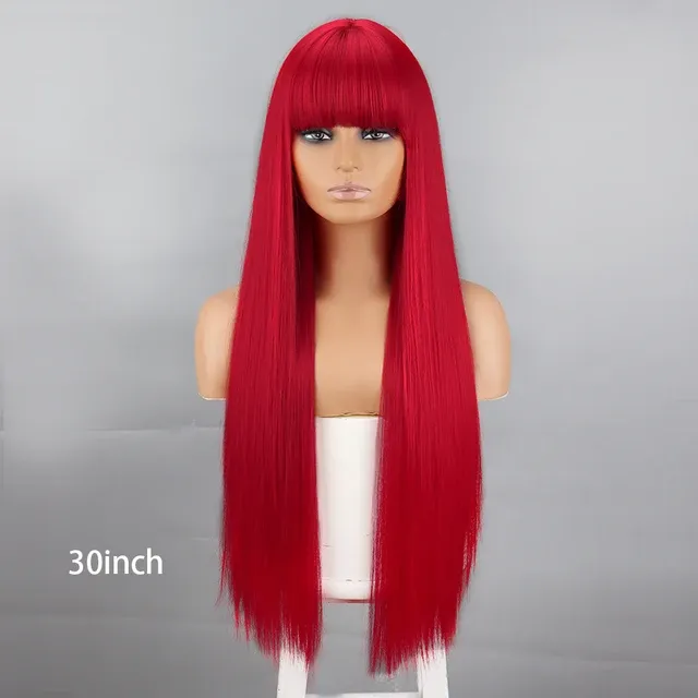 hot selling WERD Long White Synthetic High Temperature Resistant Women Brown Wig With Bangs Suitable For Cosplay Lolita_voghion.com