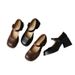 Treasure Of The Store: Super Comfortable Color-Block Strap Chunky High Heels Mary Jane Women's Leather Shoes_voghion.com