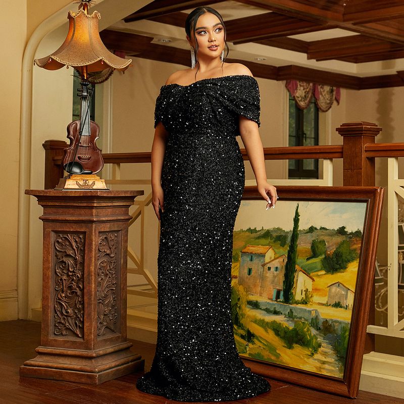 ​Plus Size Evening Gown - Long Sequin Dress For Wedding & Party (Luxury Glitter Flattering Fit Perfect For Curvy Women)​​_voghion.com