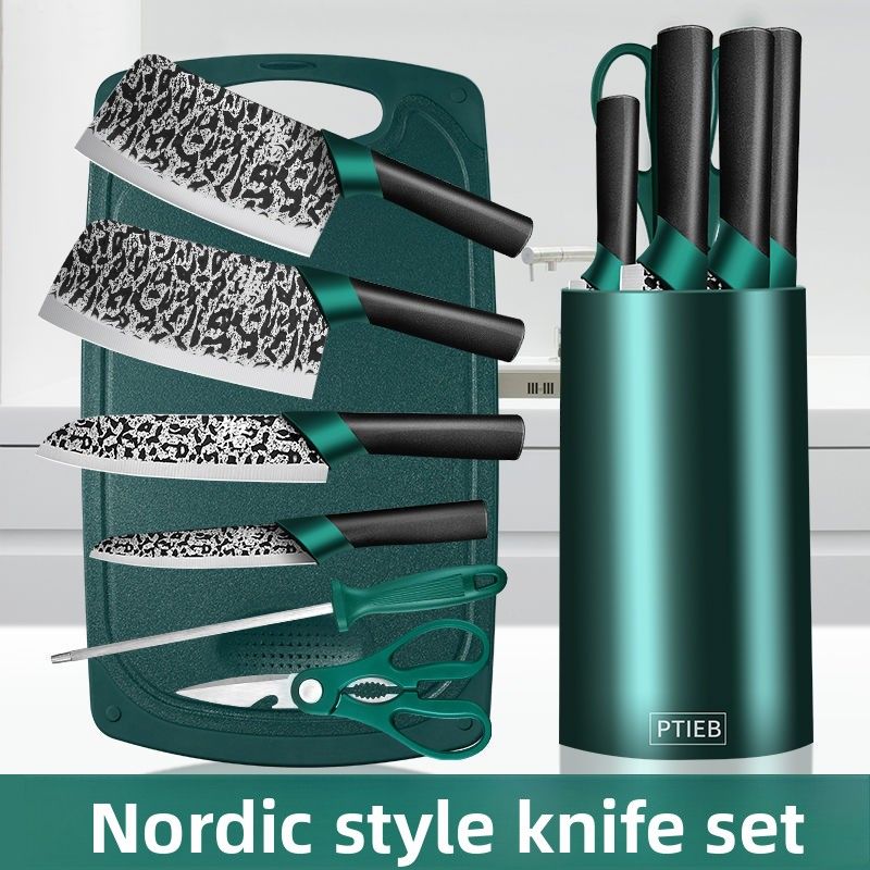 Longquan Set Complete Board Household Fruit Vegetable Cutting Bone Chopping Knife Combination Kitchen Utensils_voghion.com