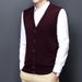 Ärmelloses Herren-Strickweste aus Wollmischung mit V-Ausschnitt – lässiger, einfarbiger Pullover für den Herbst, schmale Passform, leicht und atmungsaktiv_voghion.com