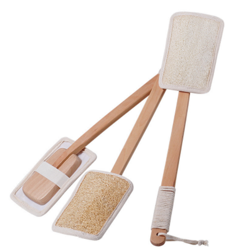 ong handled loofah net bath brush, scrubbing and back rubbing tool,  bath towels can be replaced with wooden handle bath brushes_voghion.com