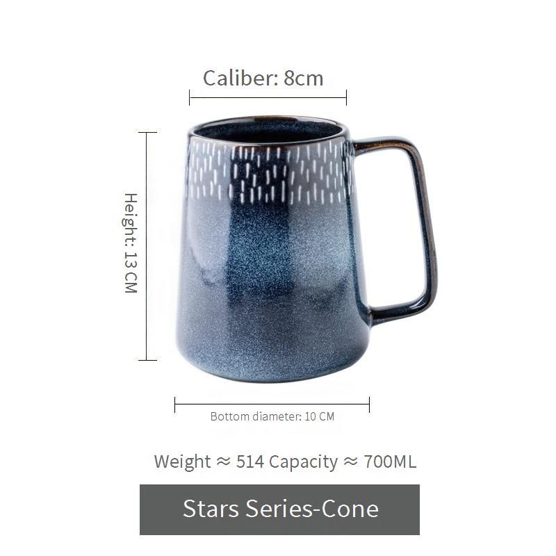 Nordic Starry Sky Mug - Large Ceramic Coffee Cup With Handle (450ml Retro Design For Home & Gift)​_voghion.com