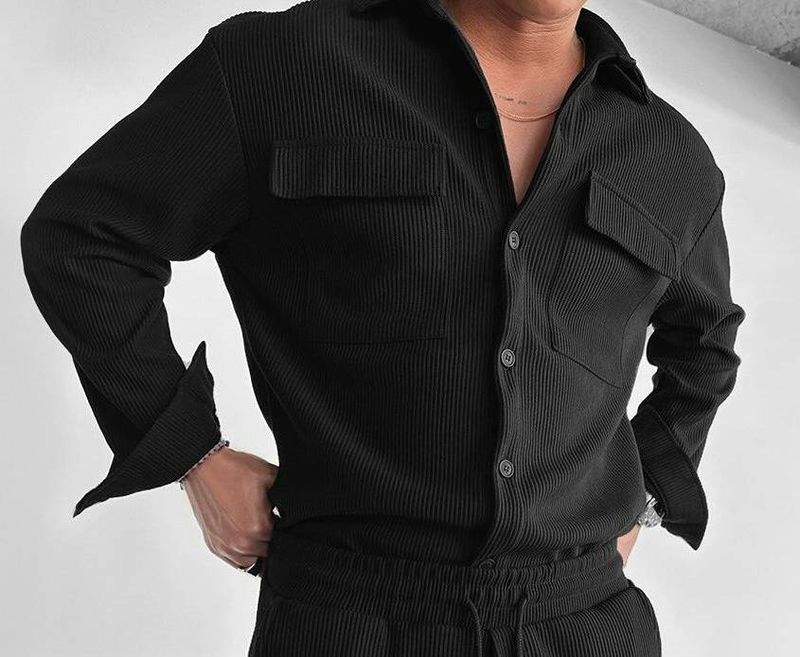 Männer Kleeder Männer Shirt New Long Sleeve Lapel Männer Shirt_voghion.com