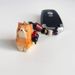 Handgeschnitztes Holz, geschnitzte orangefarbene Katze, Shiba Inu Mi Ping An, Mantra mit sechs Zeichen, gewebter Schlüsselanhänger, Kettenring, Auto, Schultasche, Anhänger, Ornament_voghion.com