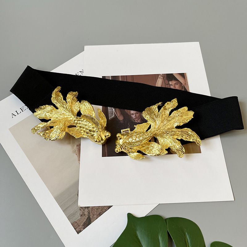 Women's Belts Goldfish Belt CR With Golden Color And Particularly Beautiful Material Made Of Genuine Leather_voghion.com