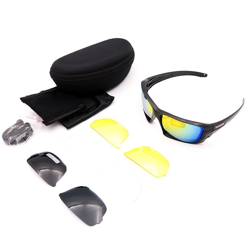 Óculos de tiro Color Bullet, óculos de jogo CS reais, 4 lentes, óculos polarizados à prova de vento para esportes ao ar livre_voghion.com