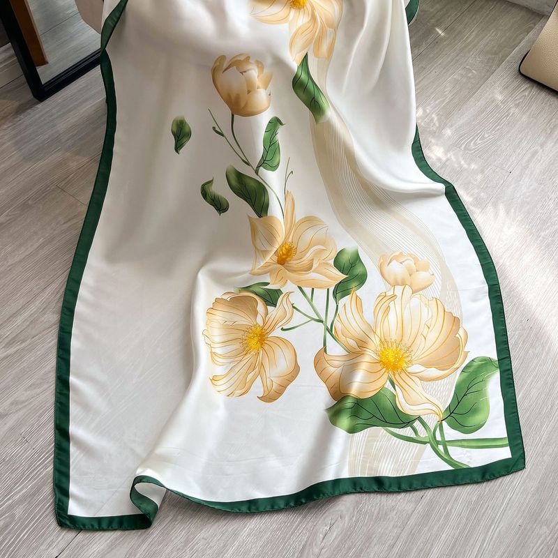 New simulation silk spring summer, elegant and versatile or women, lotus lea lower long shawl, tourist sunscreen_voghion.com