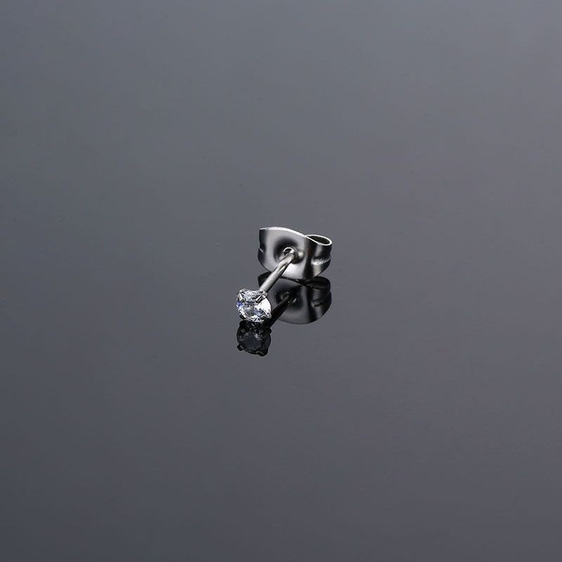 1Pair/2Pcs Medical Stainless Steel Crystal Zircon Ear Studs Earrings For Women/Men Cartilage Piercing Jewelry_voghion.com