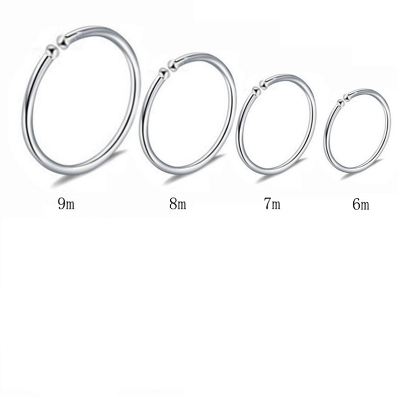 S999 sterling silver plain circle earrings for women niche design sensory piercing earrings studs without piercing ear clips nose ring earrings_voghion.com