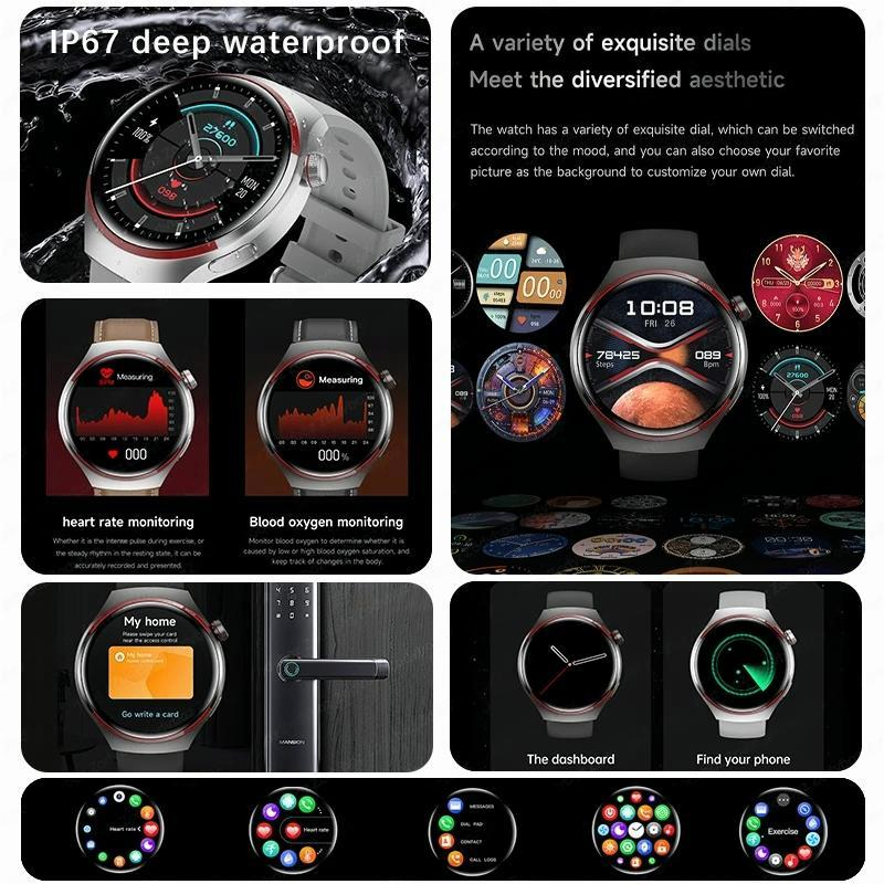 Smart Watch Men for Android Watch 4 Pro NFC AMOLED 360*360 HD Screen Blood Sugar BT Call IP67 Waterproof SmartWatch 2024_voghion.com